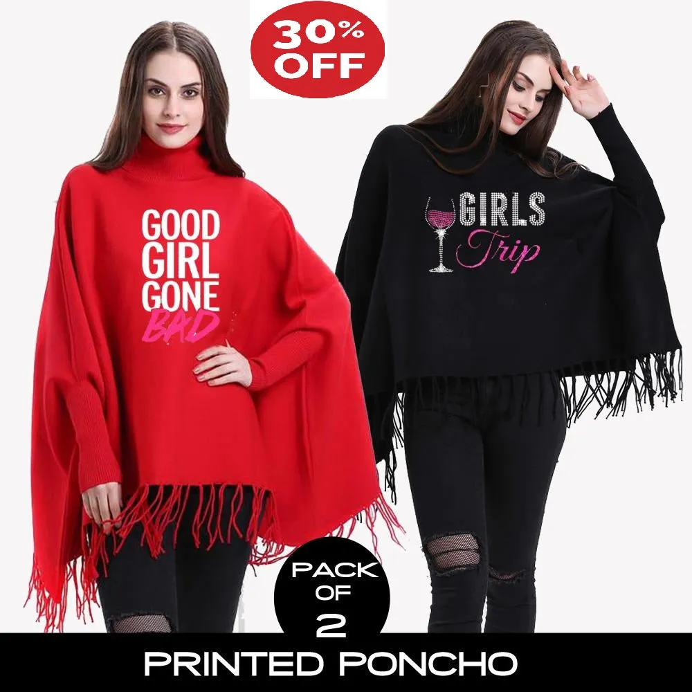 11-ELEVEN SALE: Pack of 2 Printed Poncho (Select any 2)