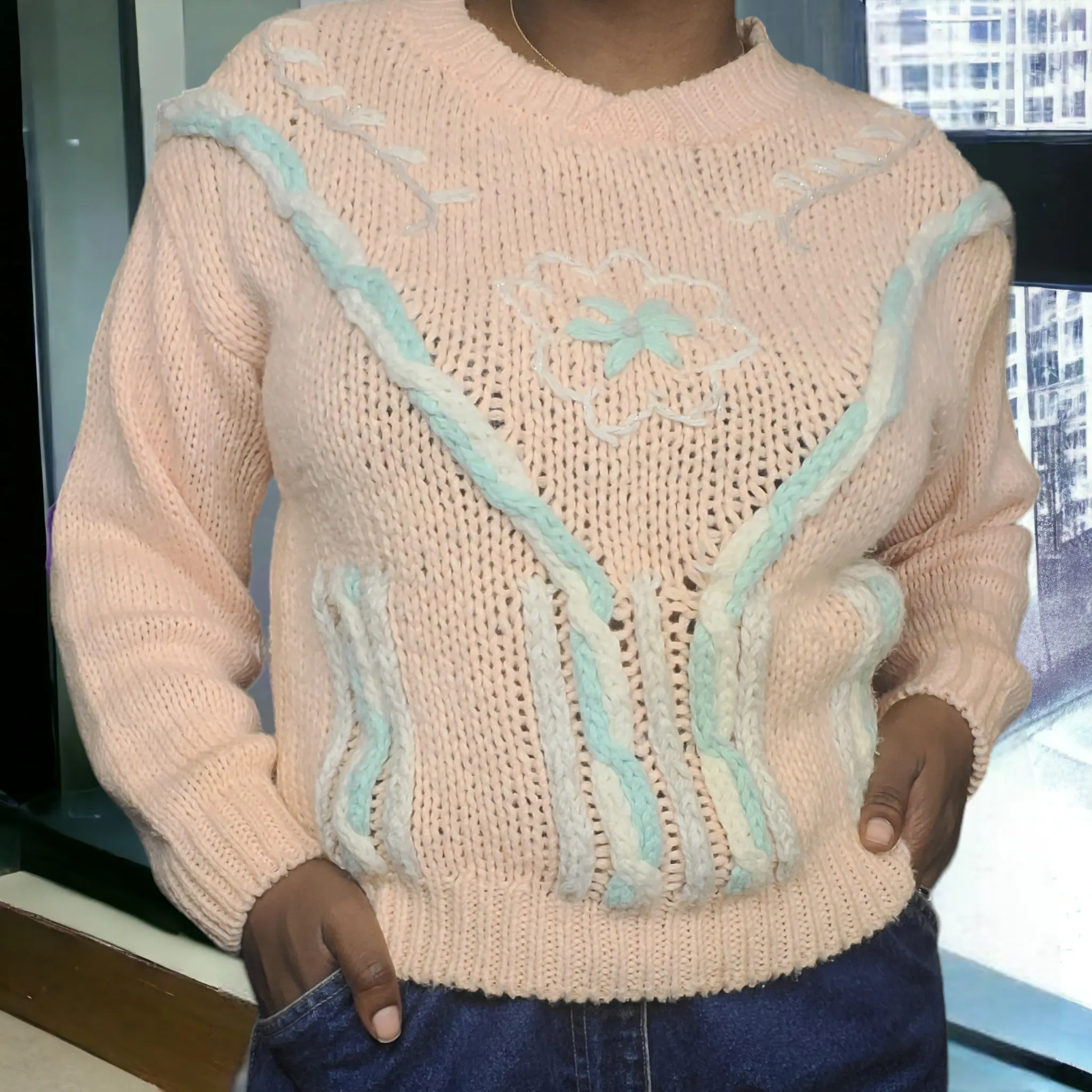 80s Womens Vintage Sweater Spice of Life Sweater Size M