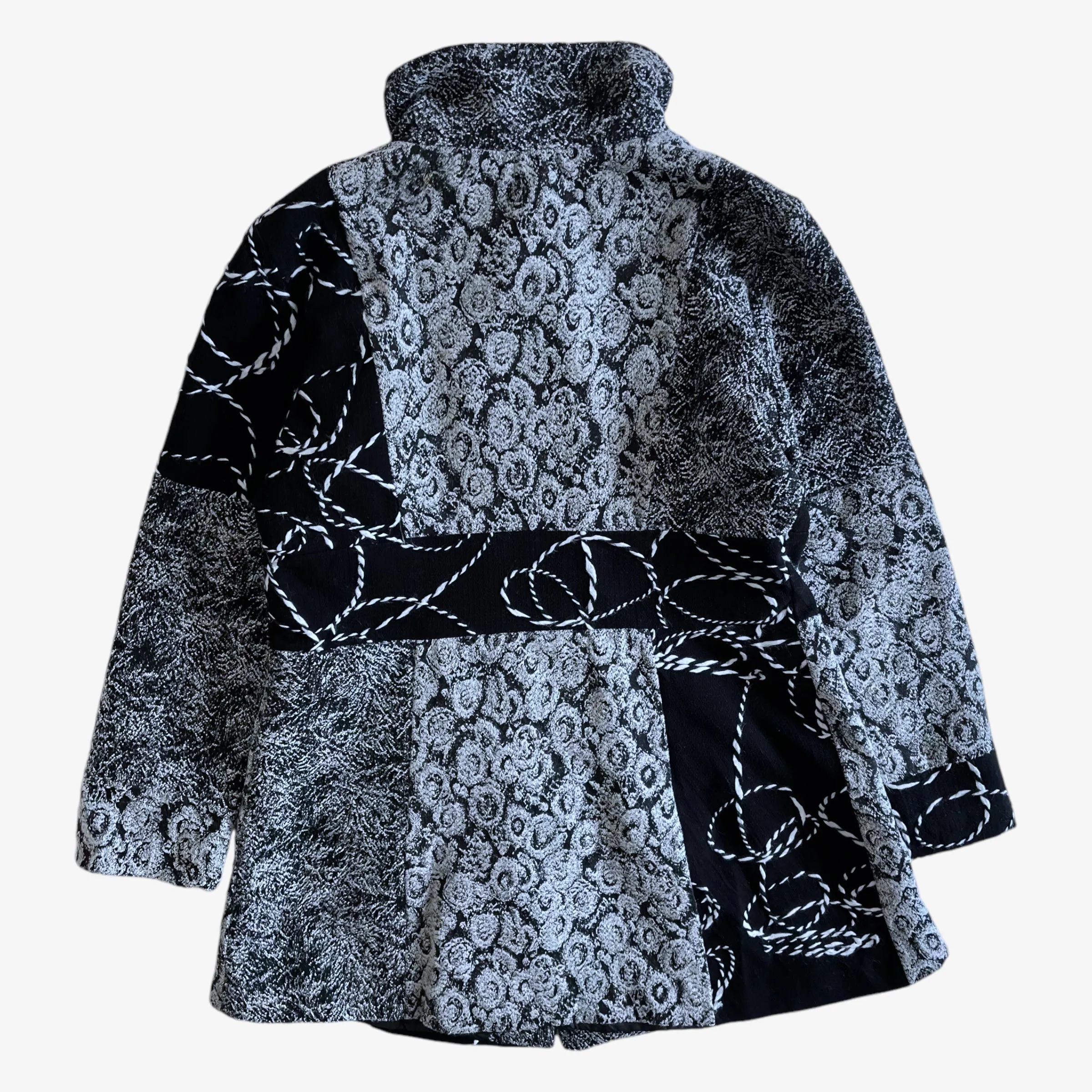 Abstract Patchwork Print Wool Coat (Womenswear)