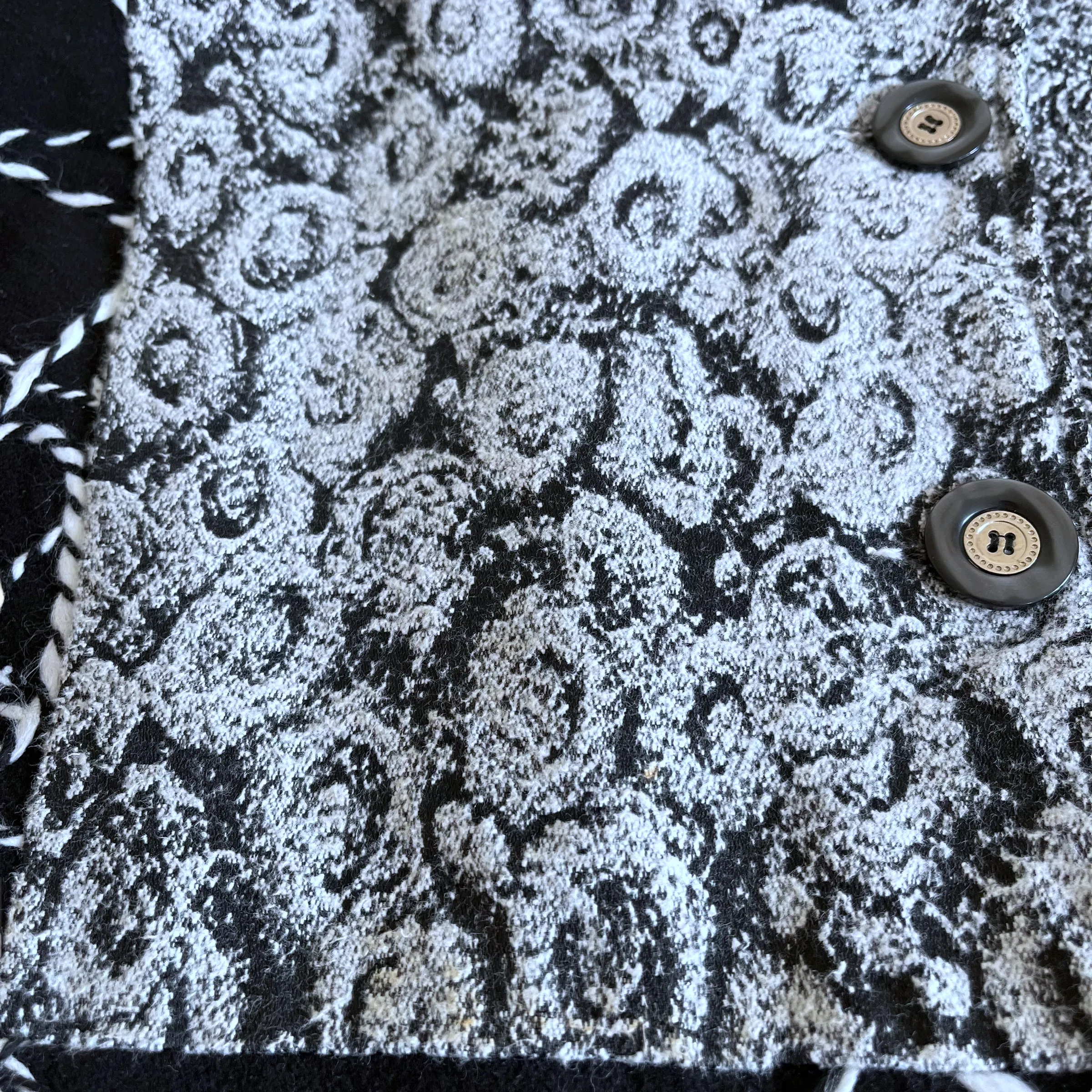 Abstract Patchwork Print Wool Coat (Womenswear)