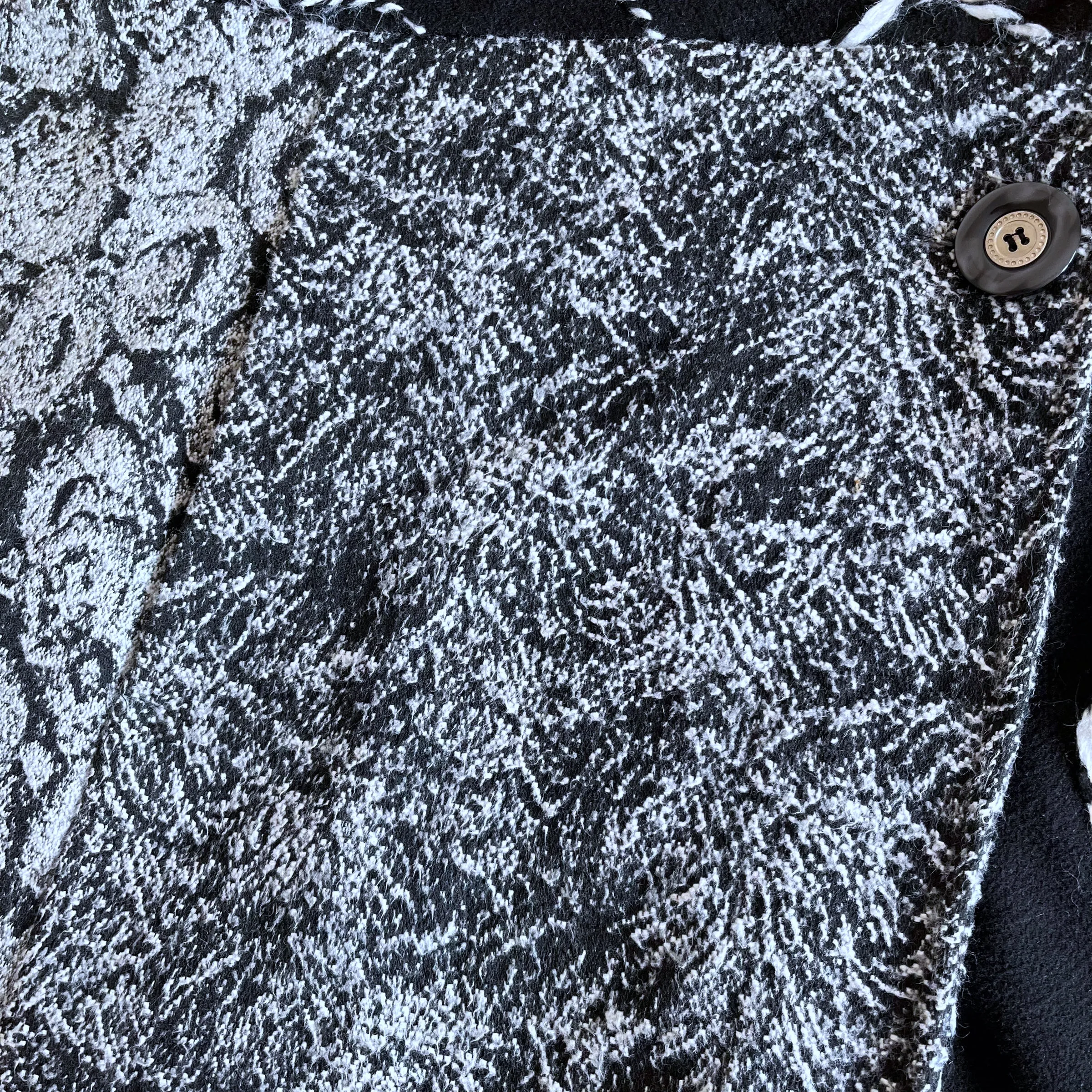Abstract Patchwork Print Wool Coat (Womenswear)