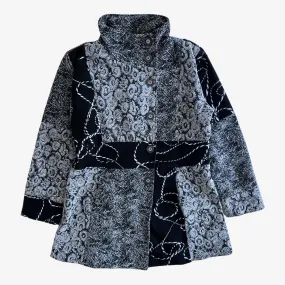 Abstract Patchwork Print Wool Coat (Womenswear)