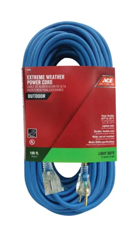 Ace Outdoor 100 ft. L Blue Extension Cord 16/3 SJOW
