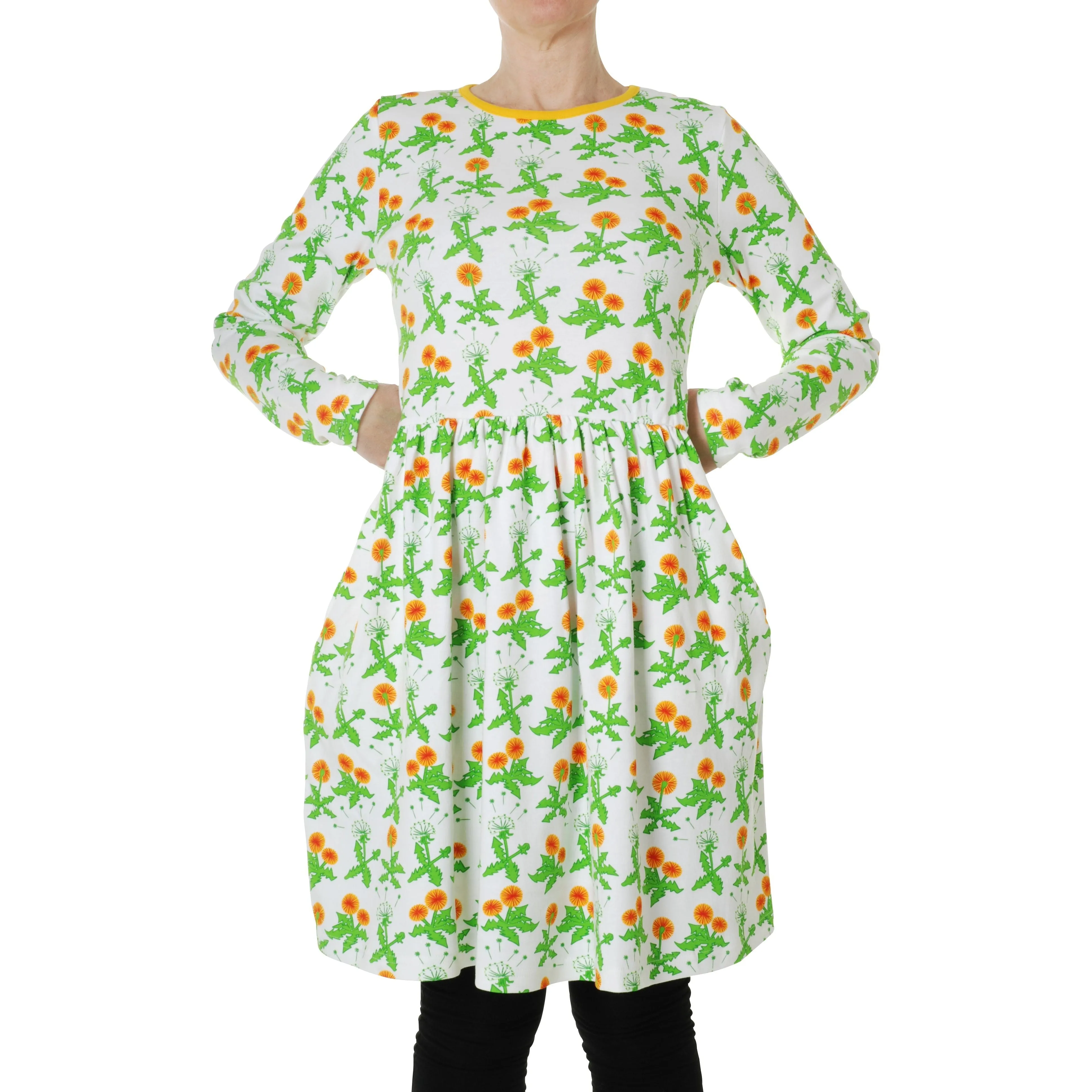 Adult's Dandelion Long Sleeve Dress With Gathered Skirt