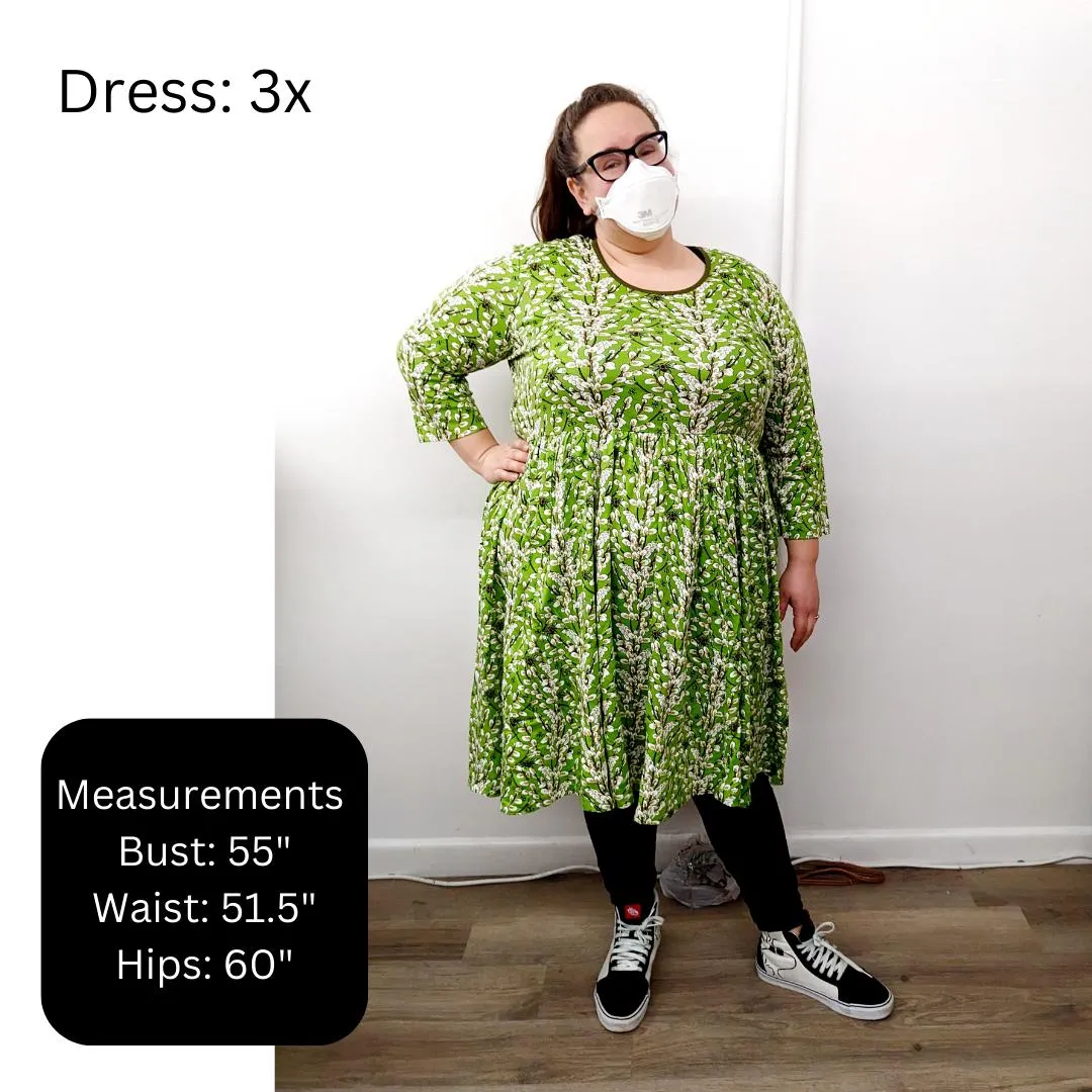 Adult's Dandelion Long Sleeve Dress With Gathered Skirt