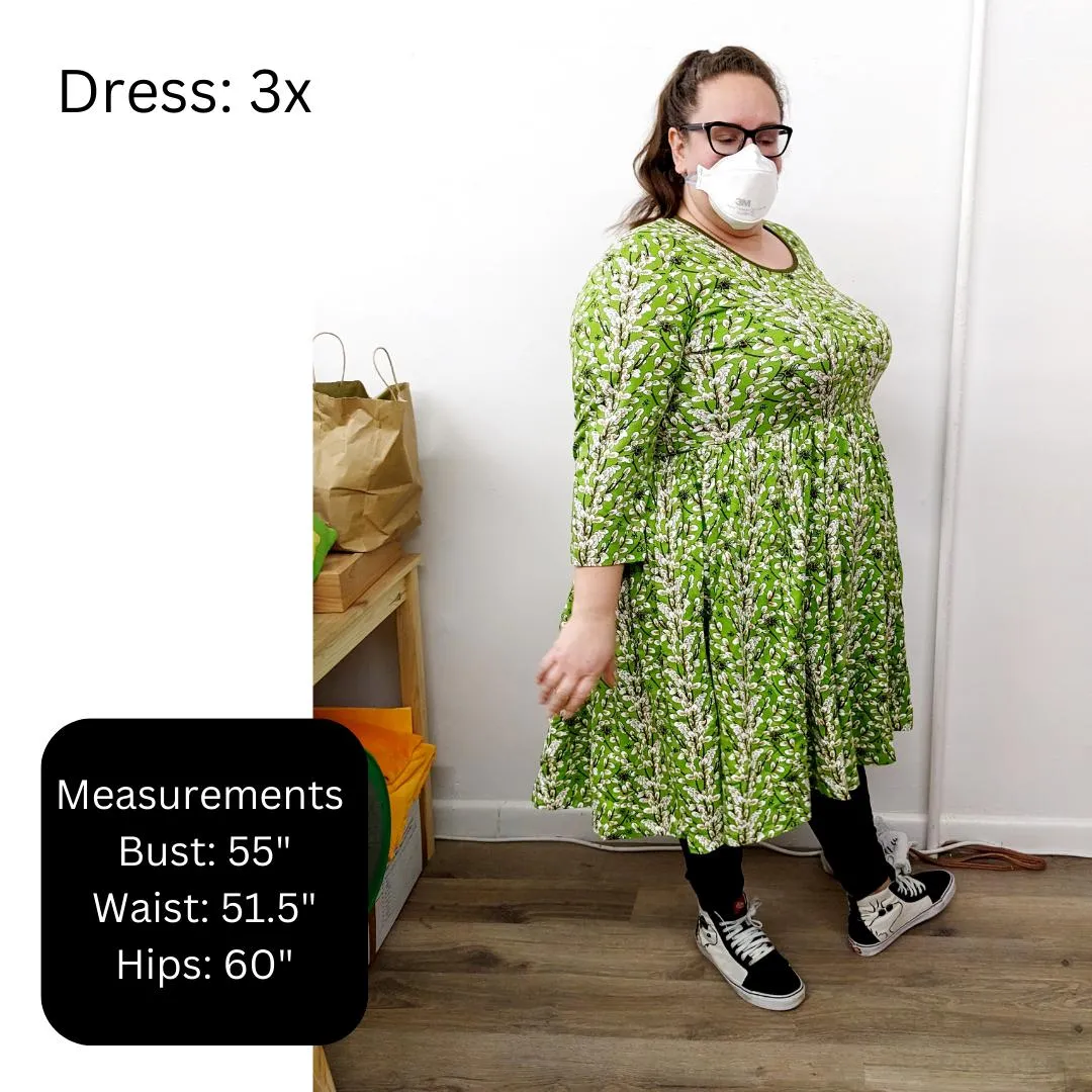 Adult's Dandelion Long Sleeve Dress With Gathered Skirt