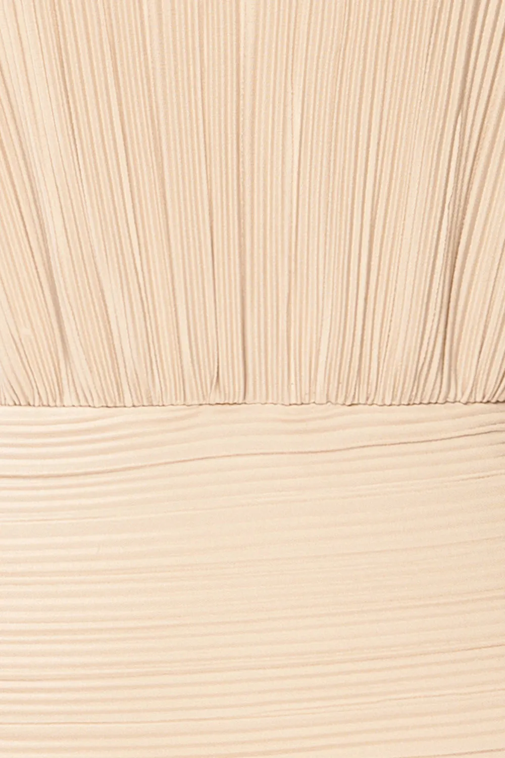 Atyrau Beige | Short Pleated Dress w/ Long Sleeves