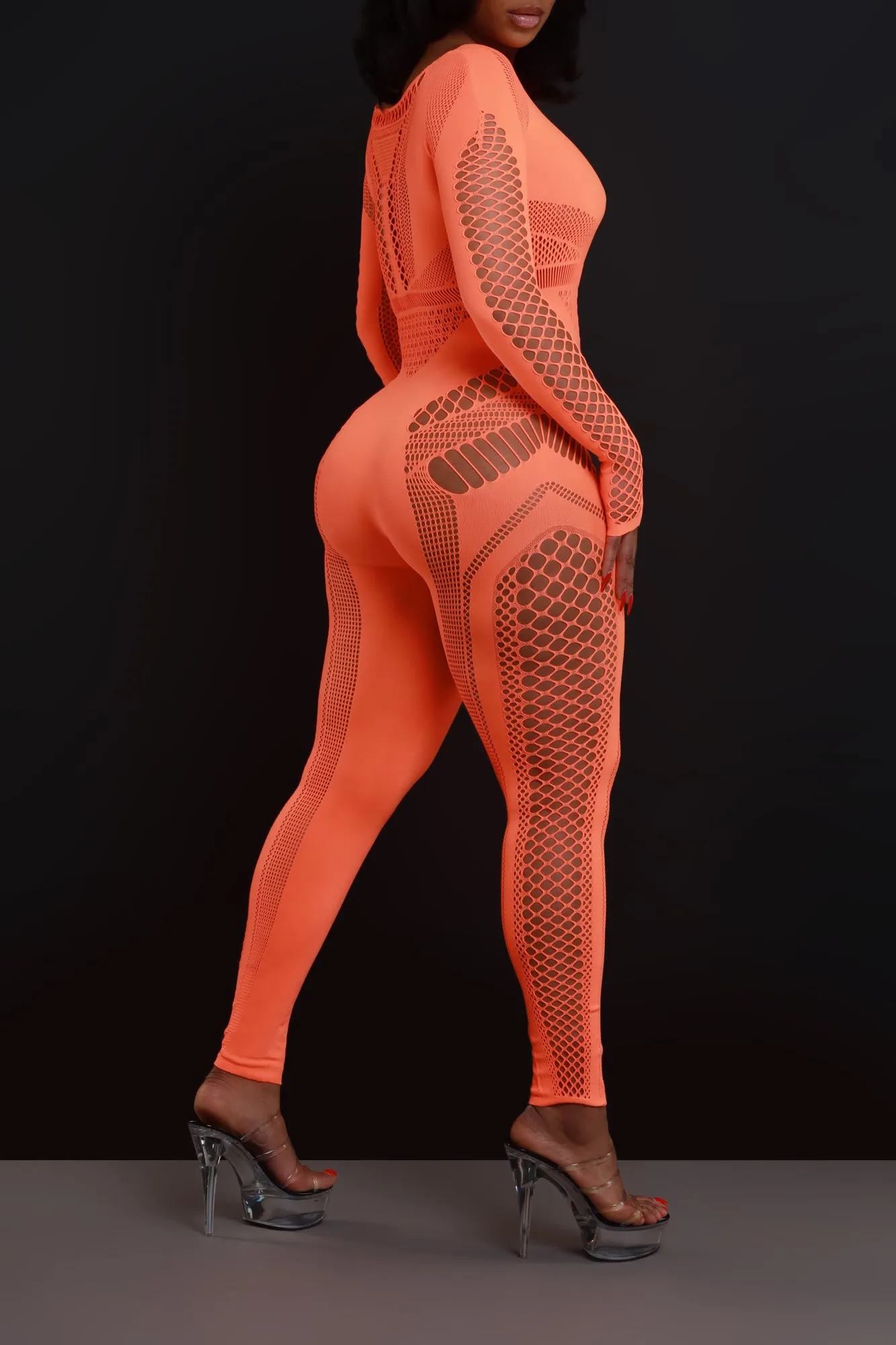 Baby Girl Laser Cut Seamless Jumpsuit - Orange