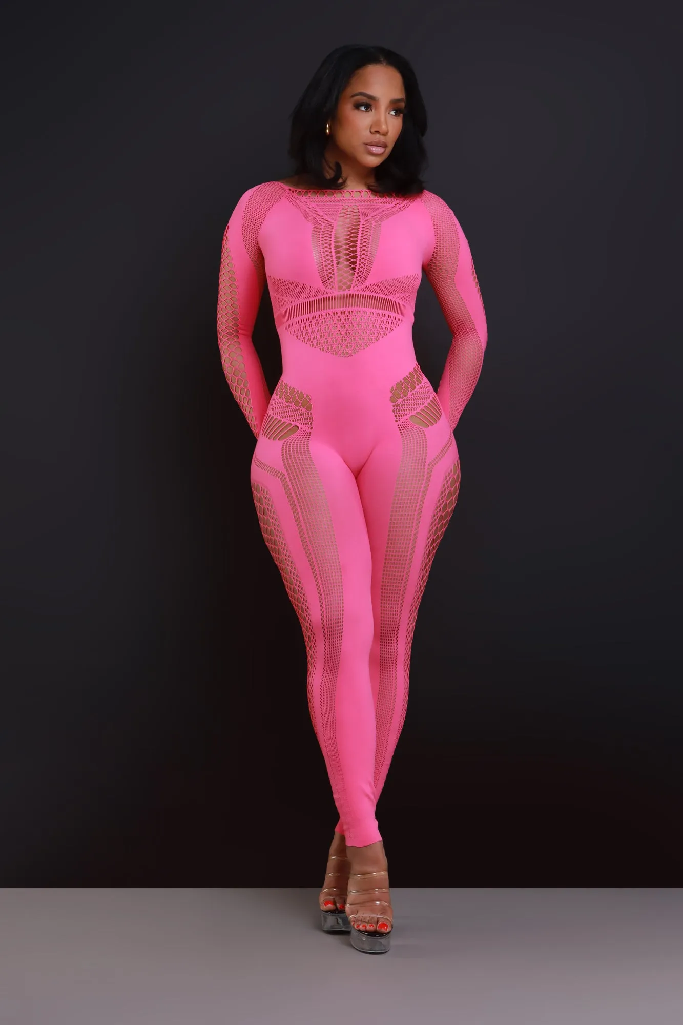 Baby Girl Laser Cut Seamless Jumpsuit - Pink