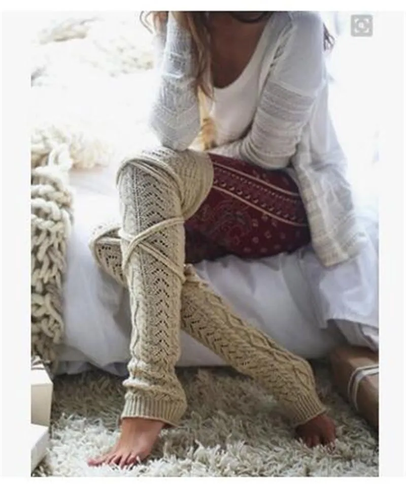 Baddies Long Leg Warmers Knitting Knee Socks