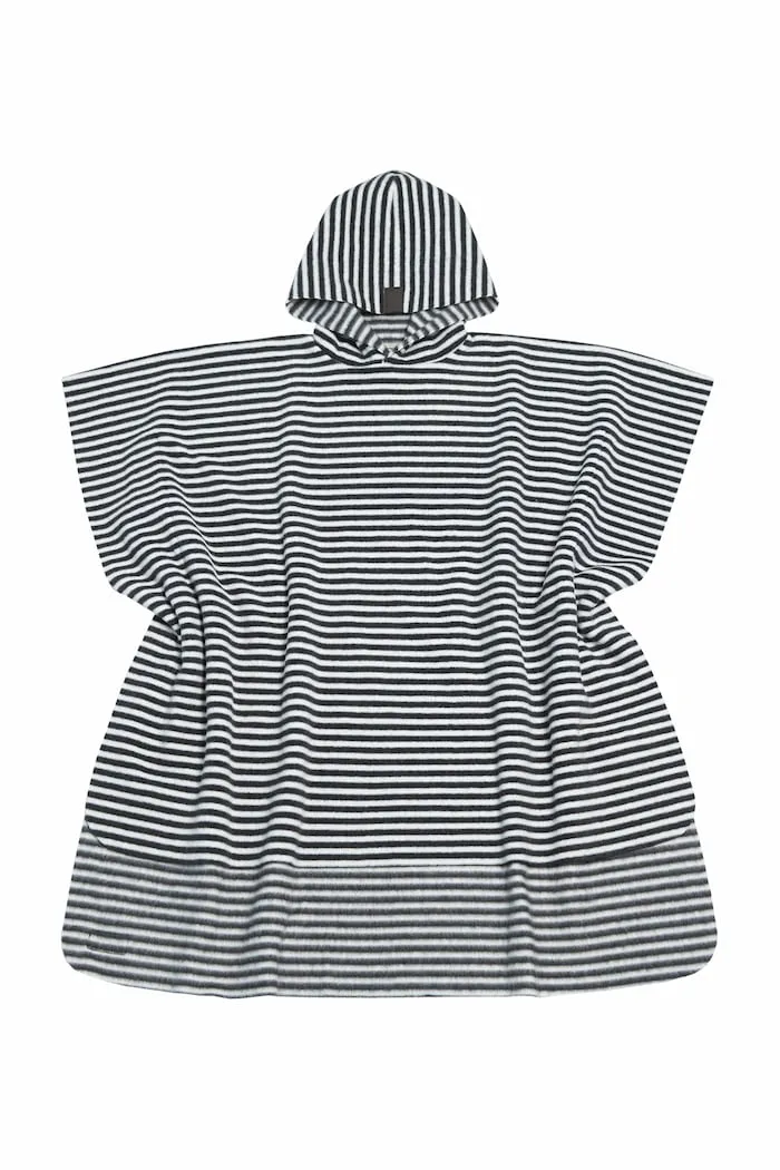 BATHING PONCHO TODDLER - 405 - STRIPES B&W