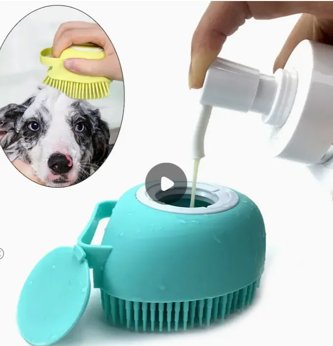 BathrooPuppy Dog Cat Bath Massage Gloves Brush Soft Safety Silicone Pet Accessories For Dogs