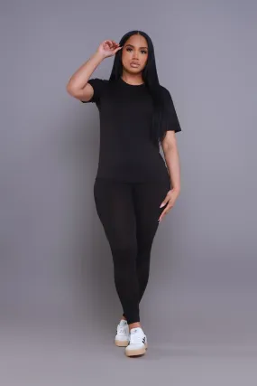 Be Great Short Sleeve Legging Set - Black