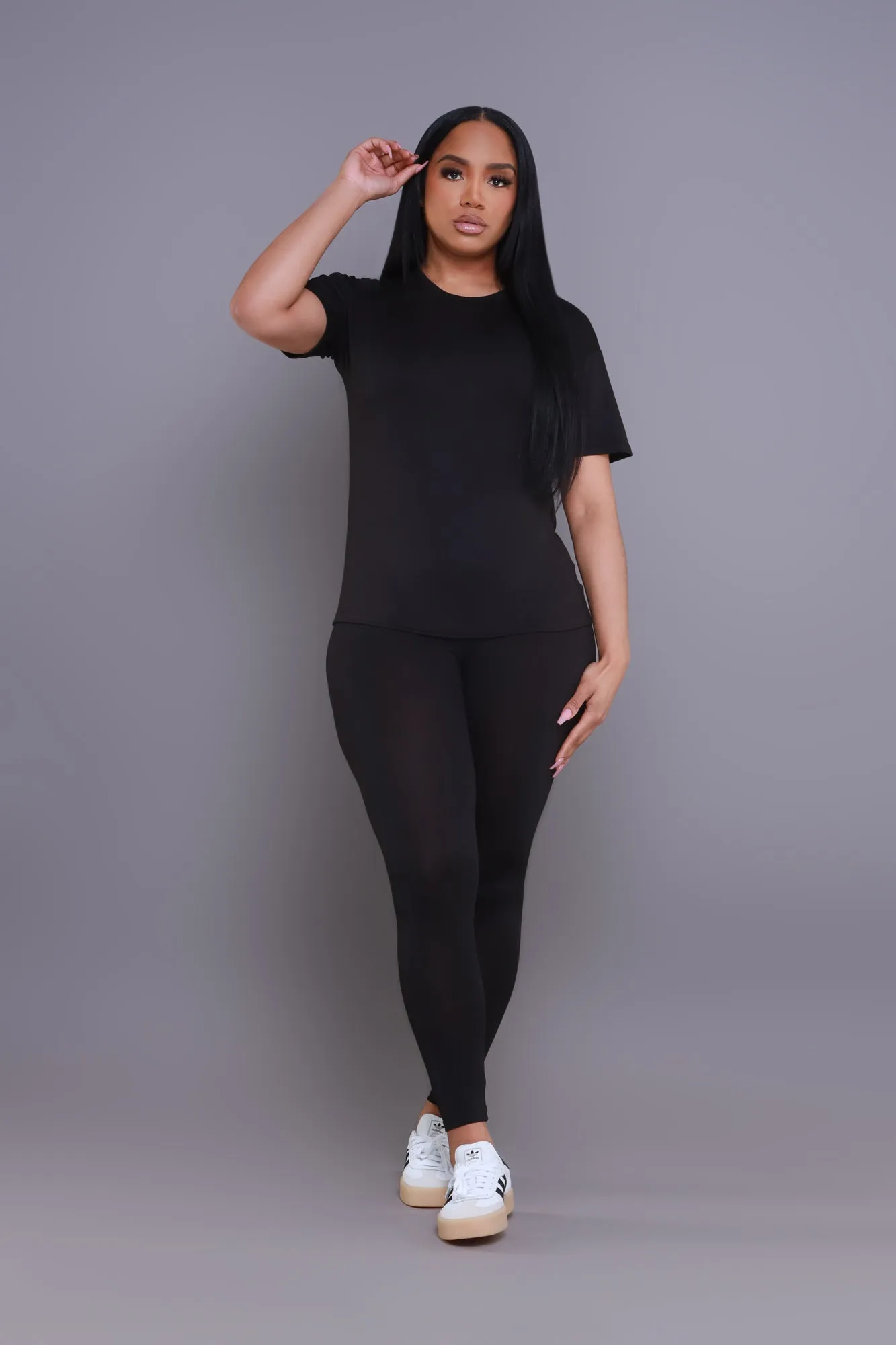 Be Great Short Sleeve Legging Set - Black