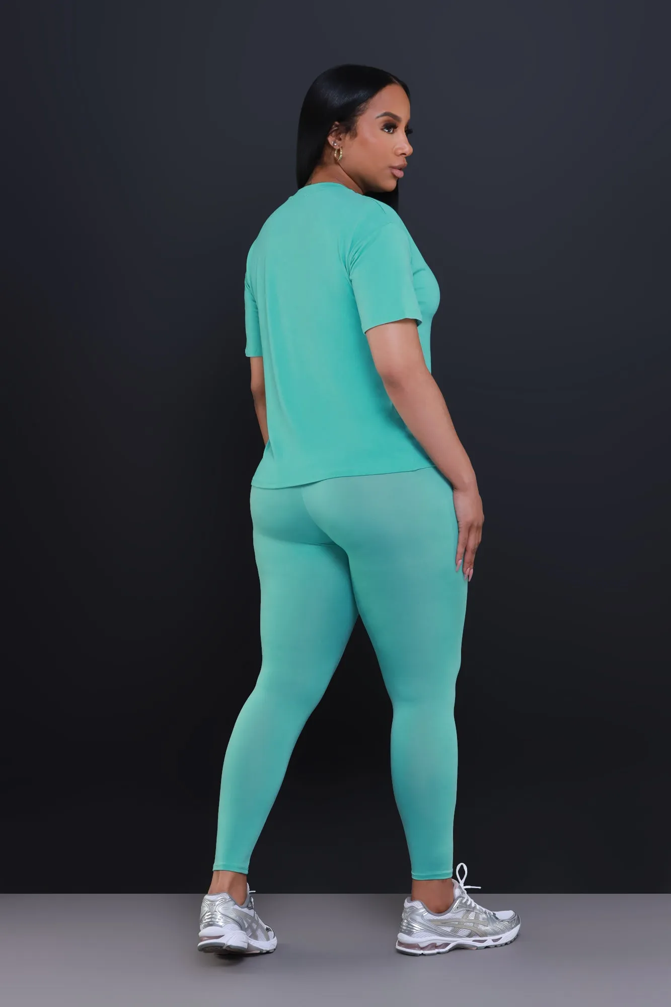 Be Great Short Sleeve Legging Set - Jade