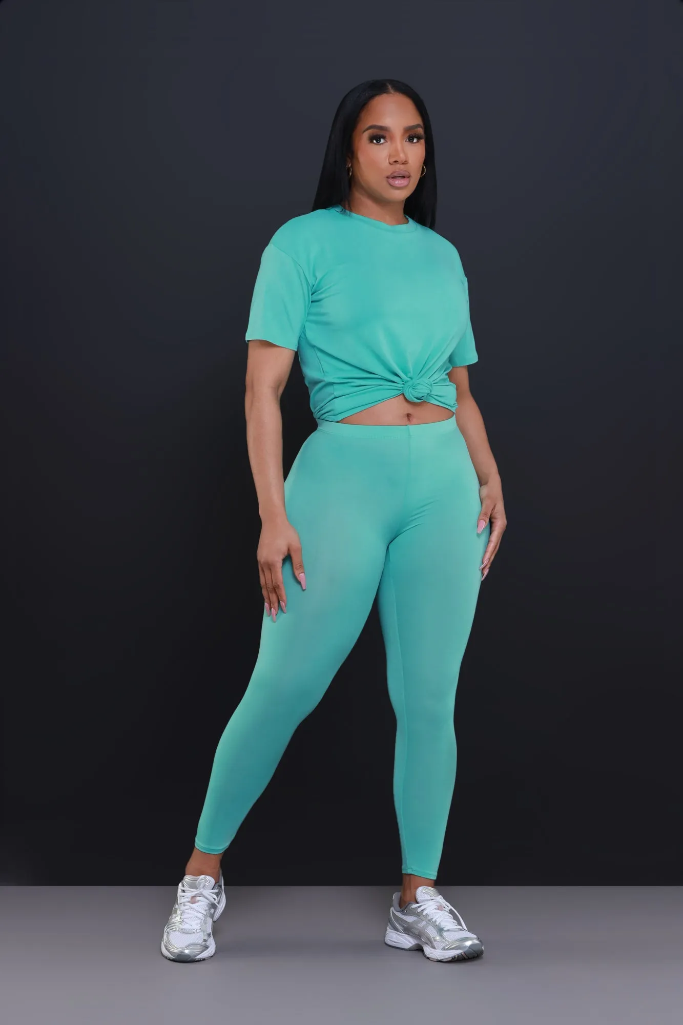 Be Great Short Sleeve Legging Set - Jade