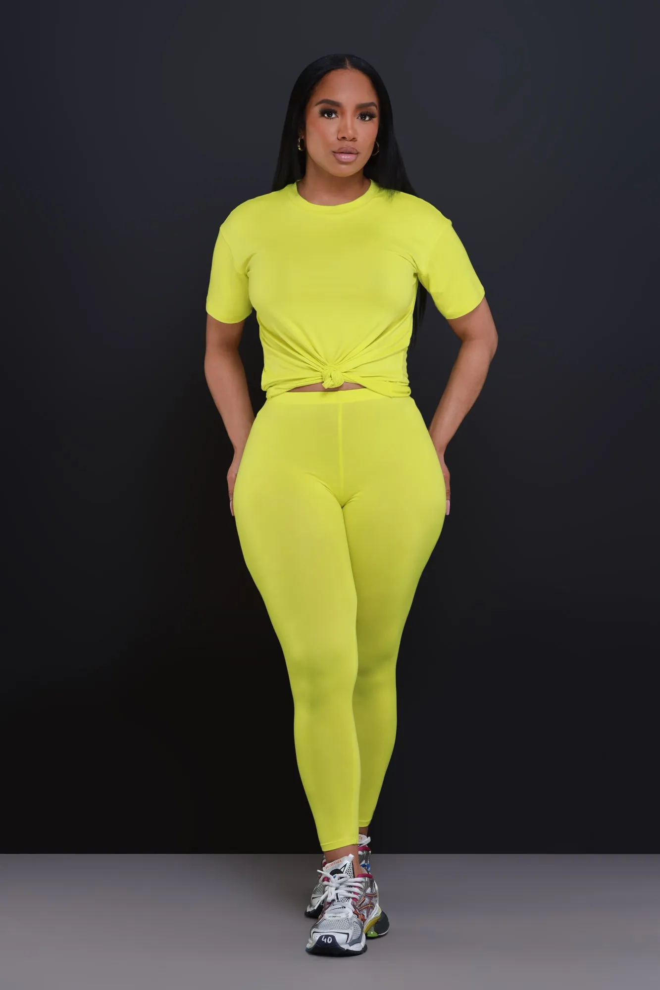 Be Great Short Sleeve Legging Set - Lime