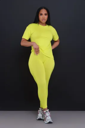 Be Great Short Sleeve Legging Set - Lime