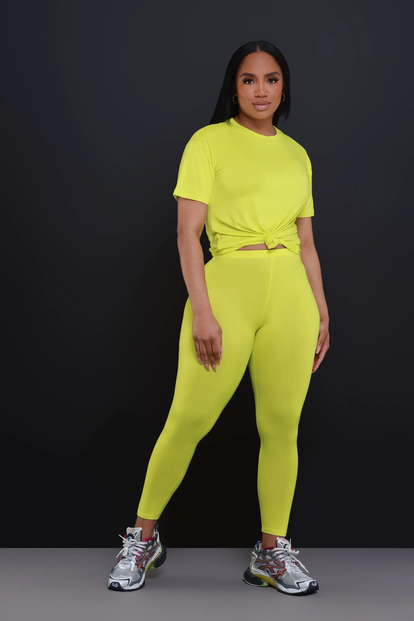 Be Great Short Sleeve Legging Set - Lime