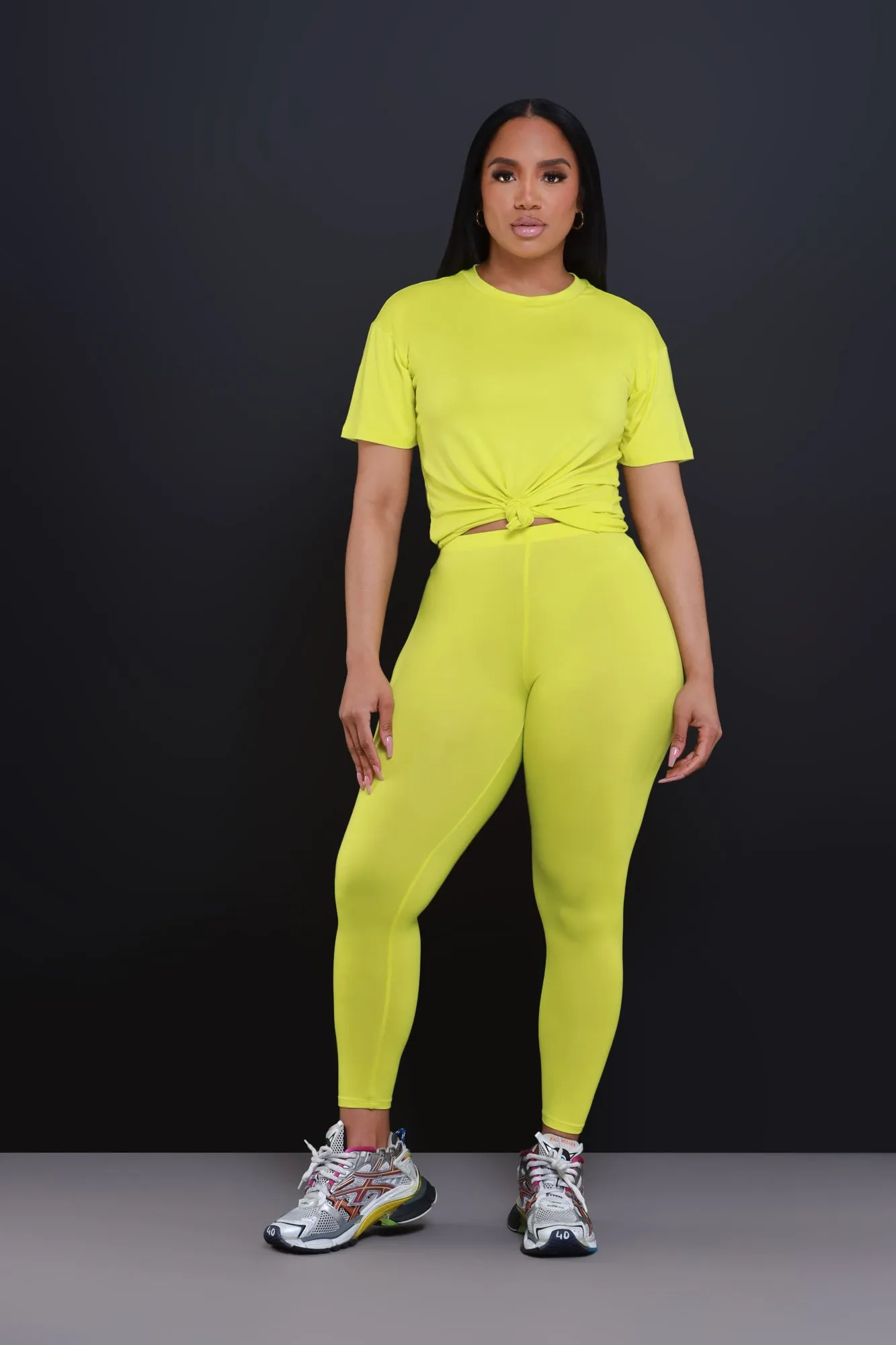 Be Great Short Sleeve Legging Set - Lime