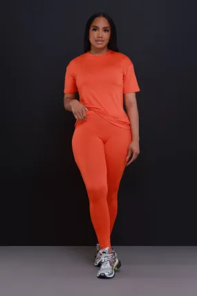 Be Great Short Sleeve Legging Set - Orange