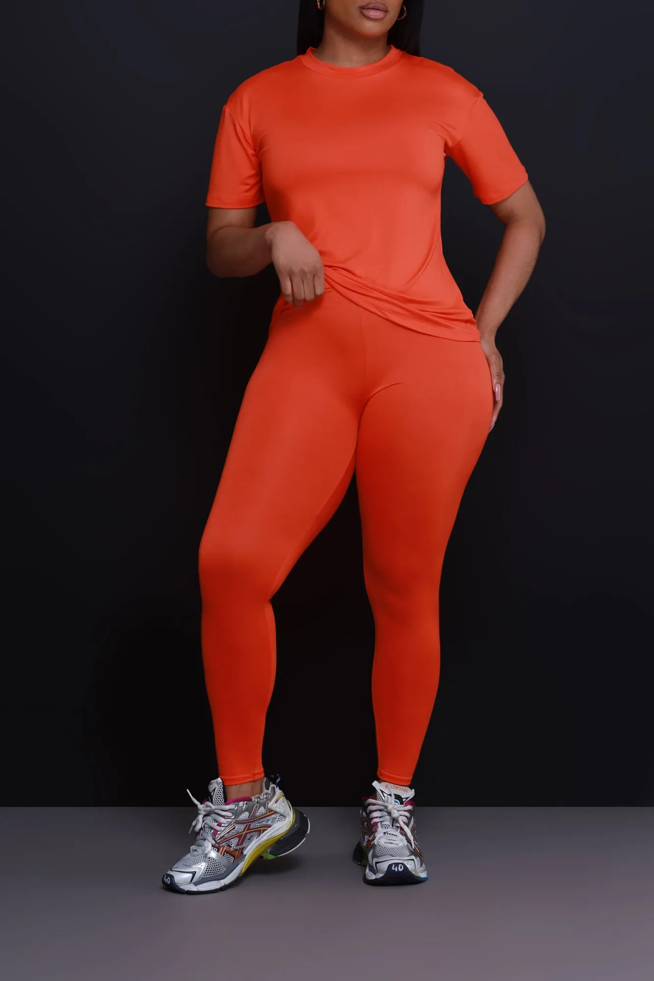 Be Great Short Sleeve Legging Set - Orange
