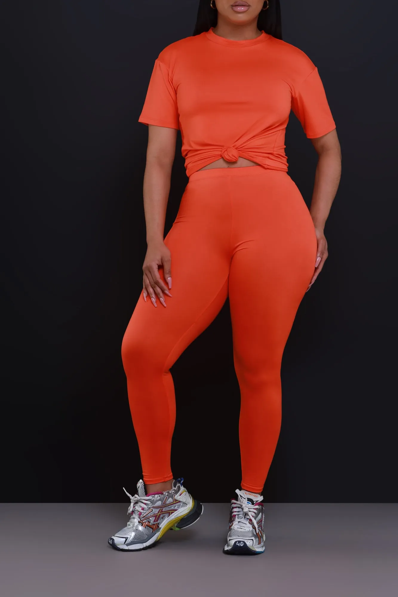 Be Great Short Sleeve Legging Set - Orange