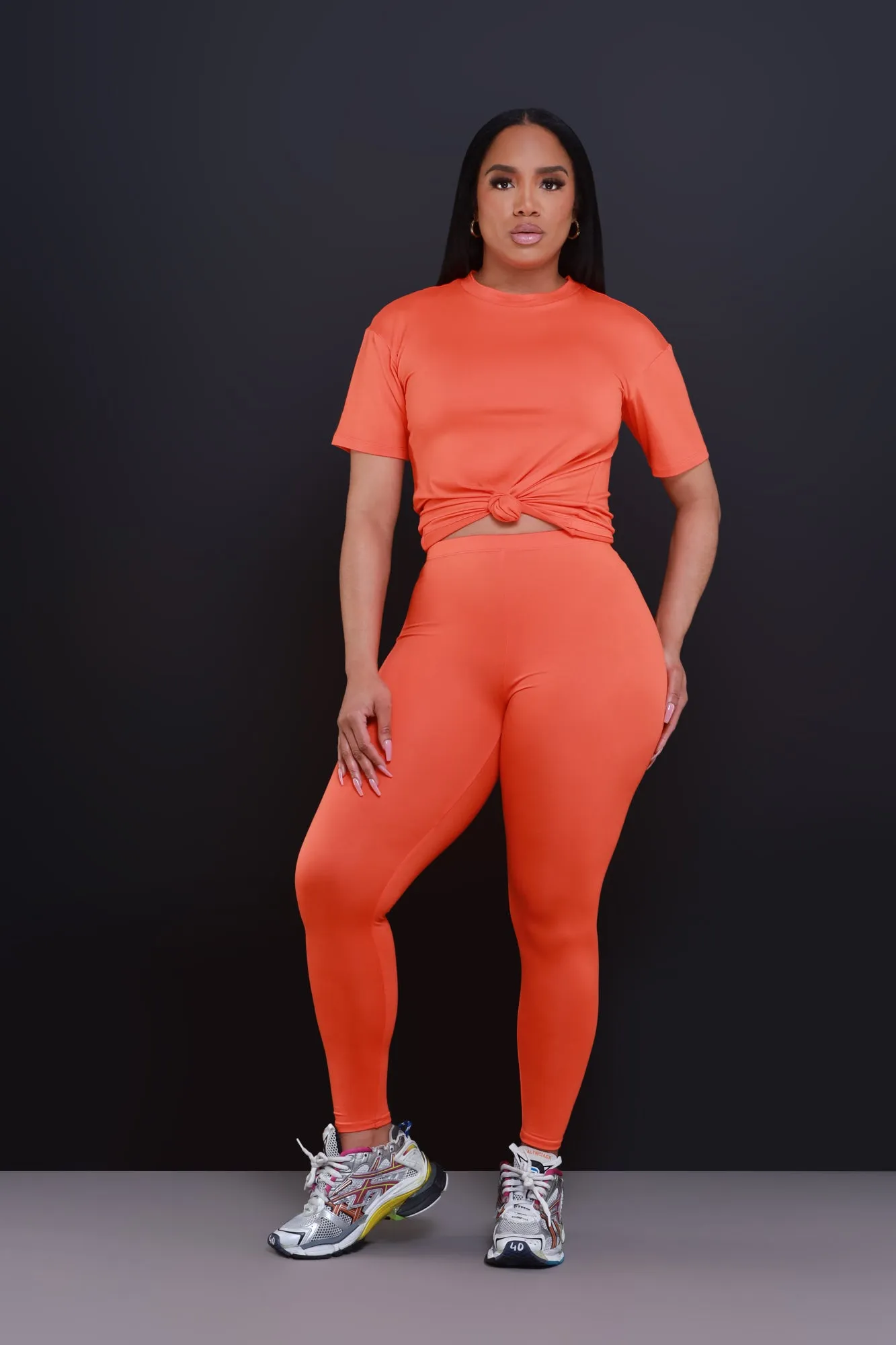 Be Great Short Sleeve Legging Set - Orange