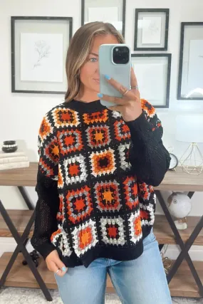 BiBi Granny Square Front Long Sleeve Top