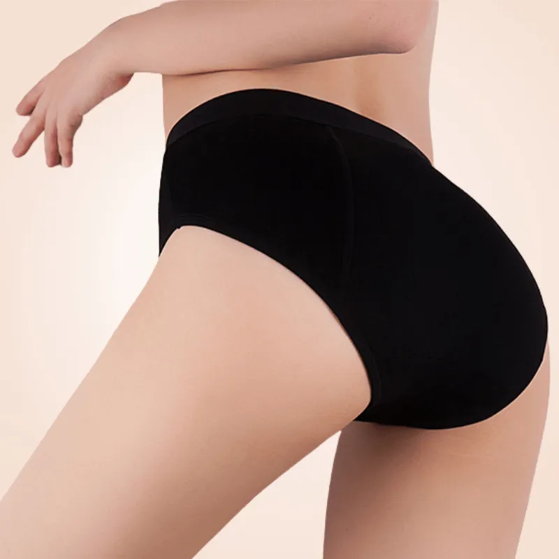 Black Comfy Seamfree Menstrual Leak-Proof Bikini Panty