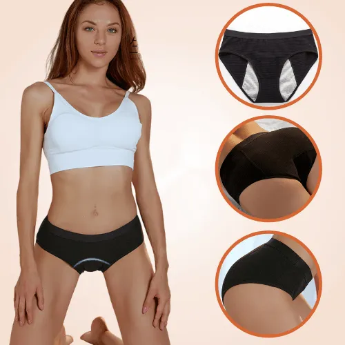 Black Comfy Seamfree Menstrual Leak-Proof Bikini Panty