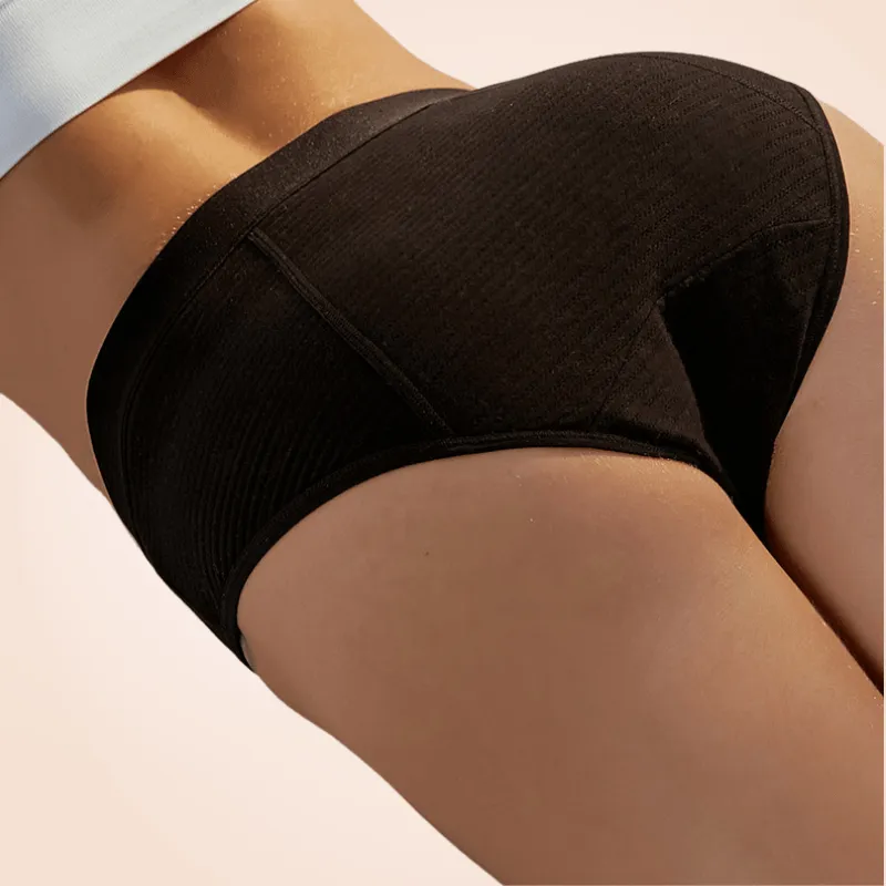 Black Comfy Seamfree Menstrual Leak-Proof Bikini Panty