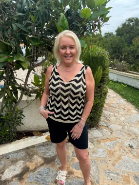 Black Lurex Zig Zag Knitted Vest Lottie