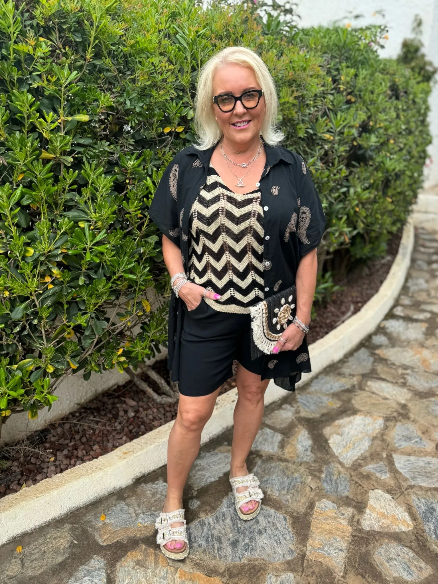 Black Lurex Zig Zag Knitted Vest Lottie