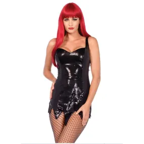 Black Sequin Dress w/ Tattered Detail