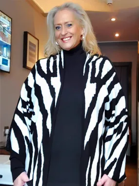 Black/White Zebra Fringe Cardigan