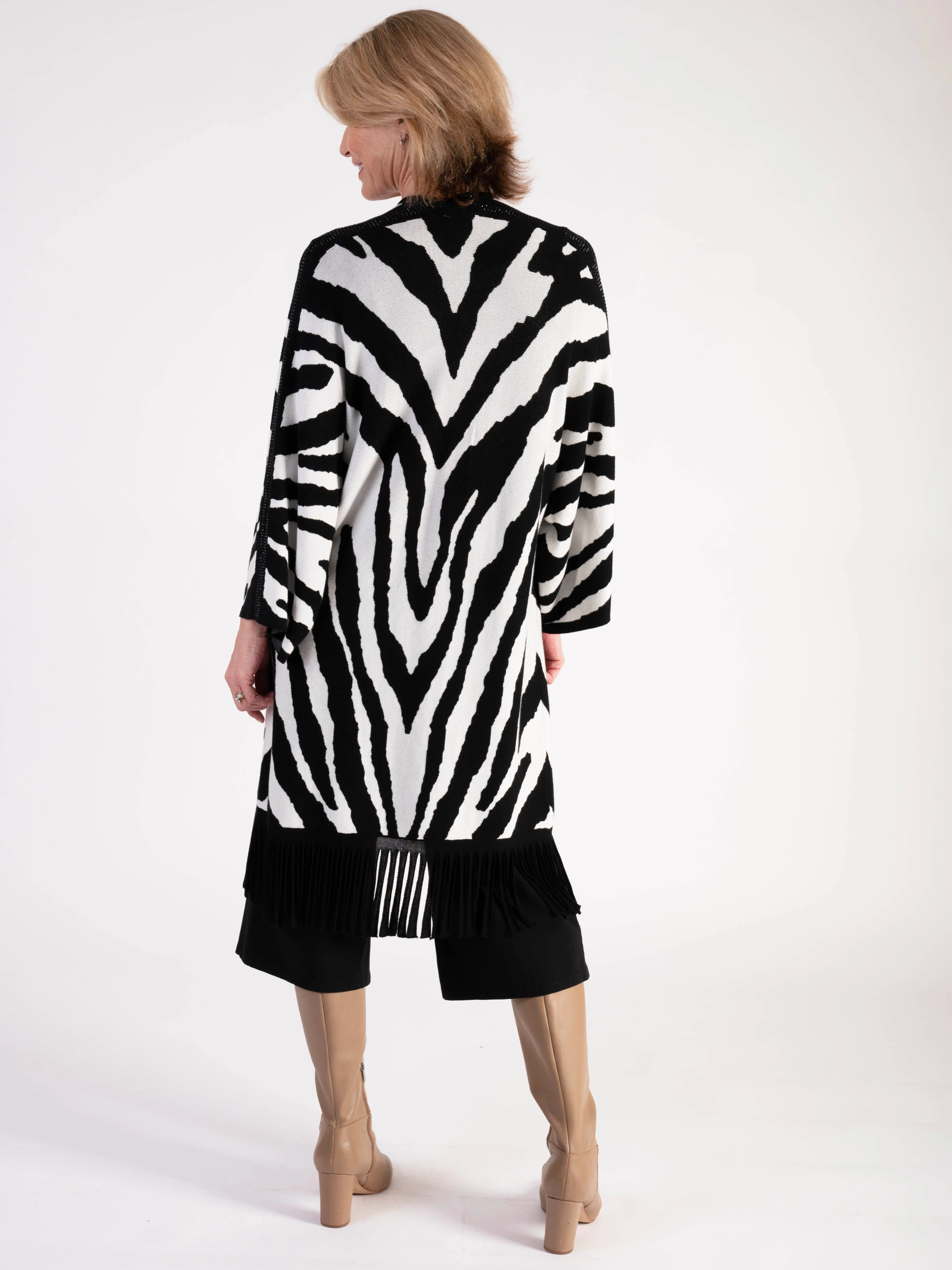 Black/White Zebra Fringe Cardigan