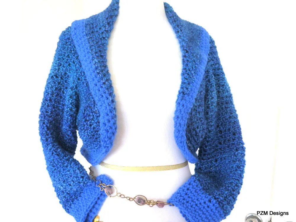 Blue Crochet Sweater Shrug