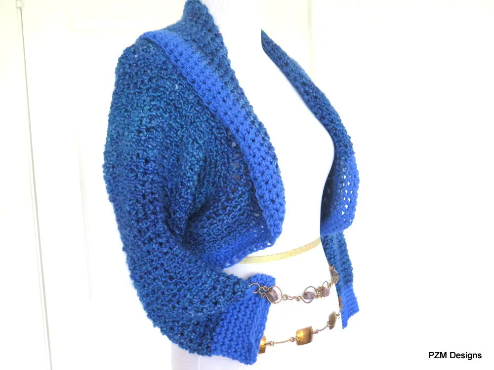Blue Crochet Sweater Shrug