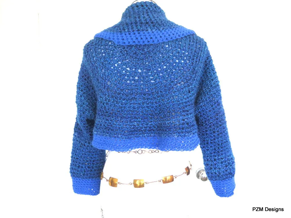 Blue Crochet Sweater Shrug