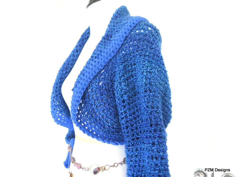 Blue Crochet Sweater Shrug