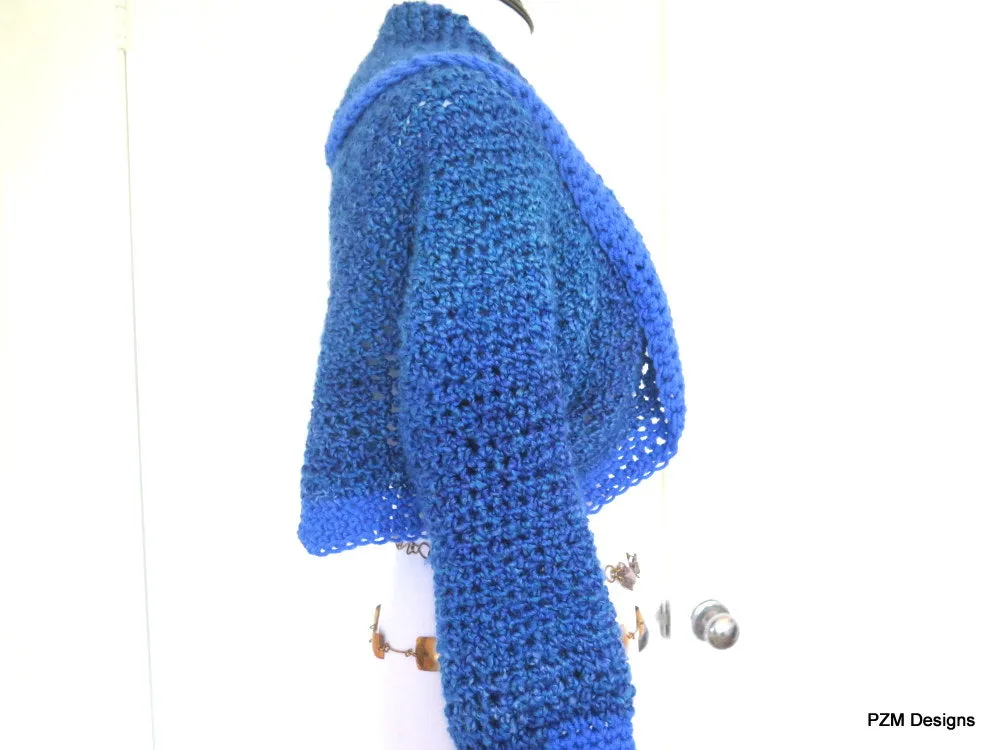 Blue Crochet Sweater Shrug
