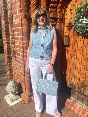 Blue Luxury Loose Knit Button Waistcoat Linda