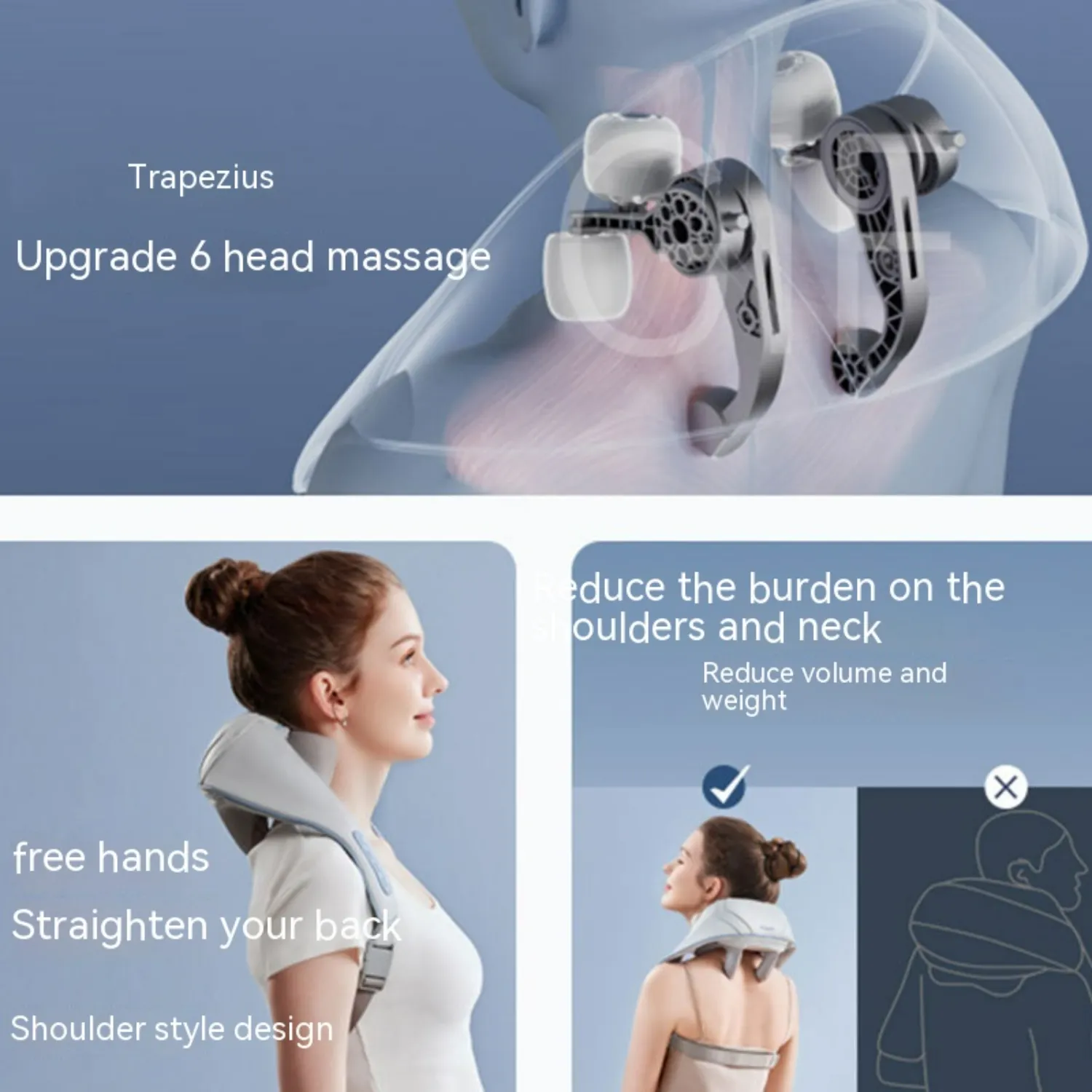 (BOGO for IBM-P03) Neck & Shoulder Massager 4D Rollers Working on Deep Tissue Sorness and Knots Relief