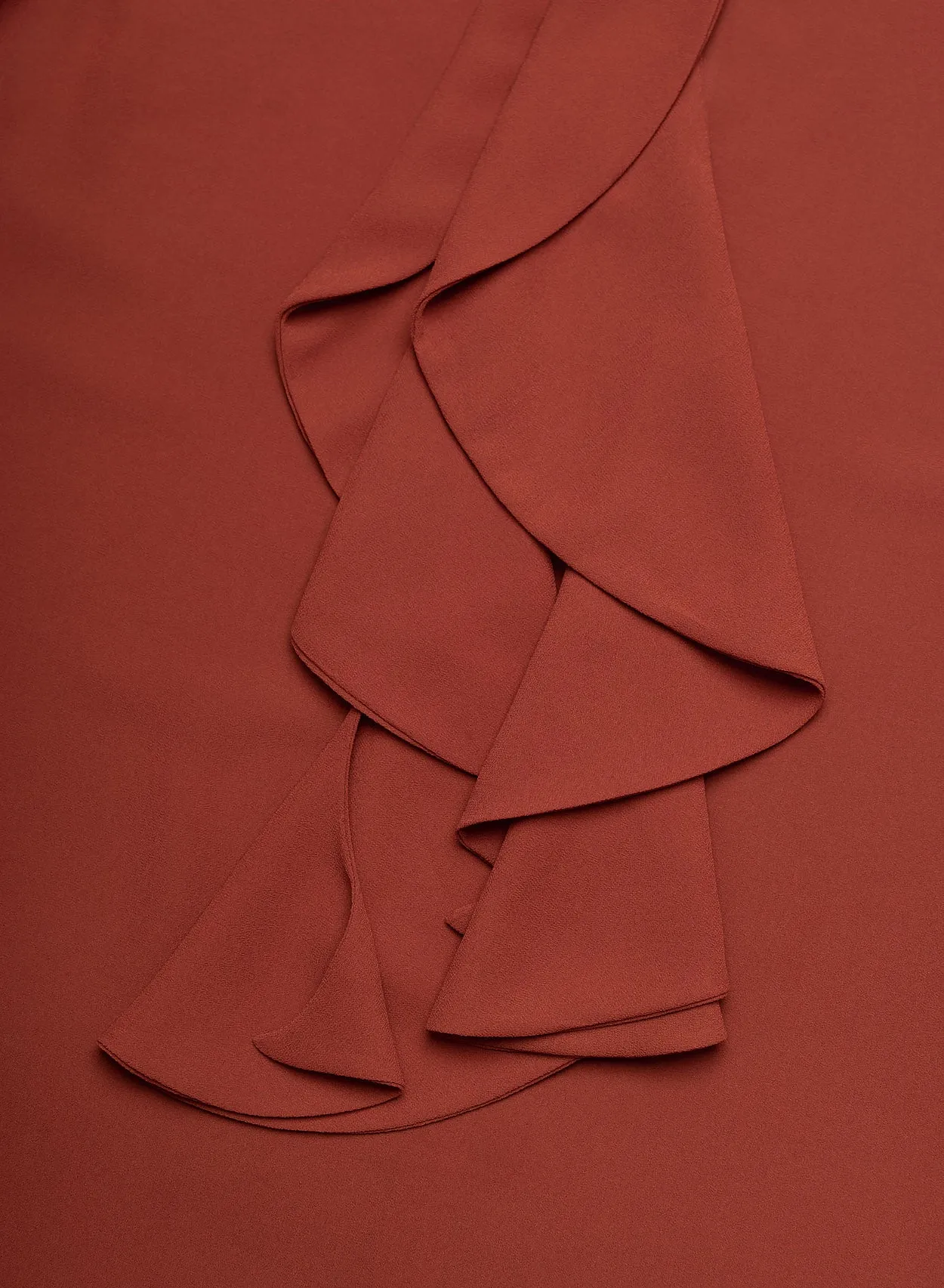 Bohemia Orange Rust Sleeveless Chiffon Ruffle Shirt