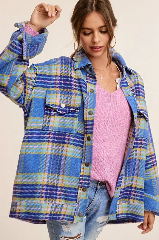 Bohemian Plaid Hailee Wool Blend Flannel Jacket