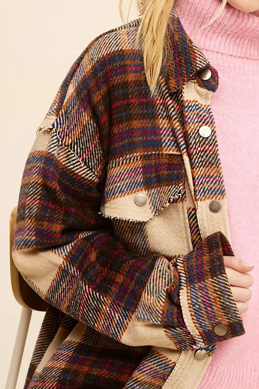 Bohemian Plaid Hailee Wool Blend Flannel Jacket