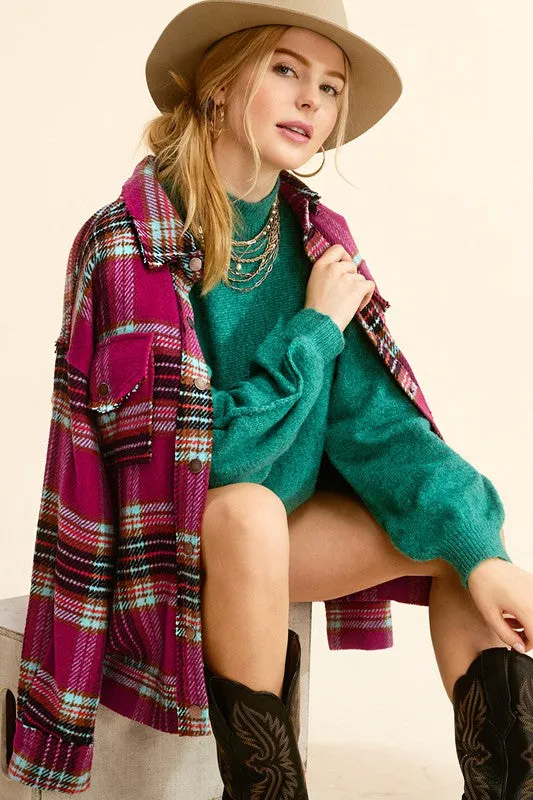 Bohemian Plaid Hailee Wool Blend Flannel Jacket