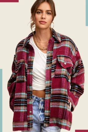 Bohemian Plaid Hailee Wool Blend Flannel Jacket