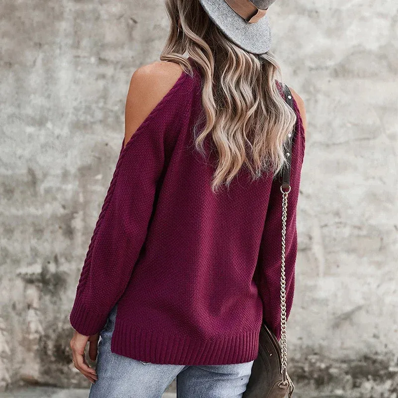 Boho Cold-shoulder Sweater Top